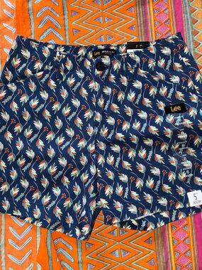 Lee Navy Floral-Leaf Print Women's Jean Shorts